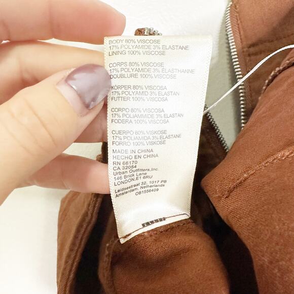 Free People Womens Pants Bootcut Leg Pleated Zipper Front Slash Pockets Brown XS - Picture 8 of 9